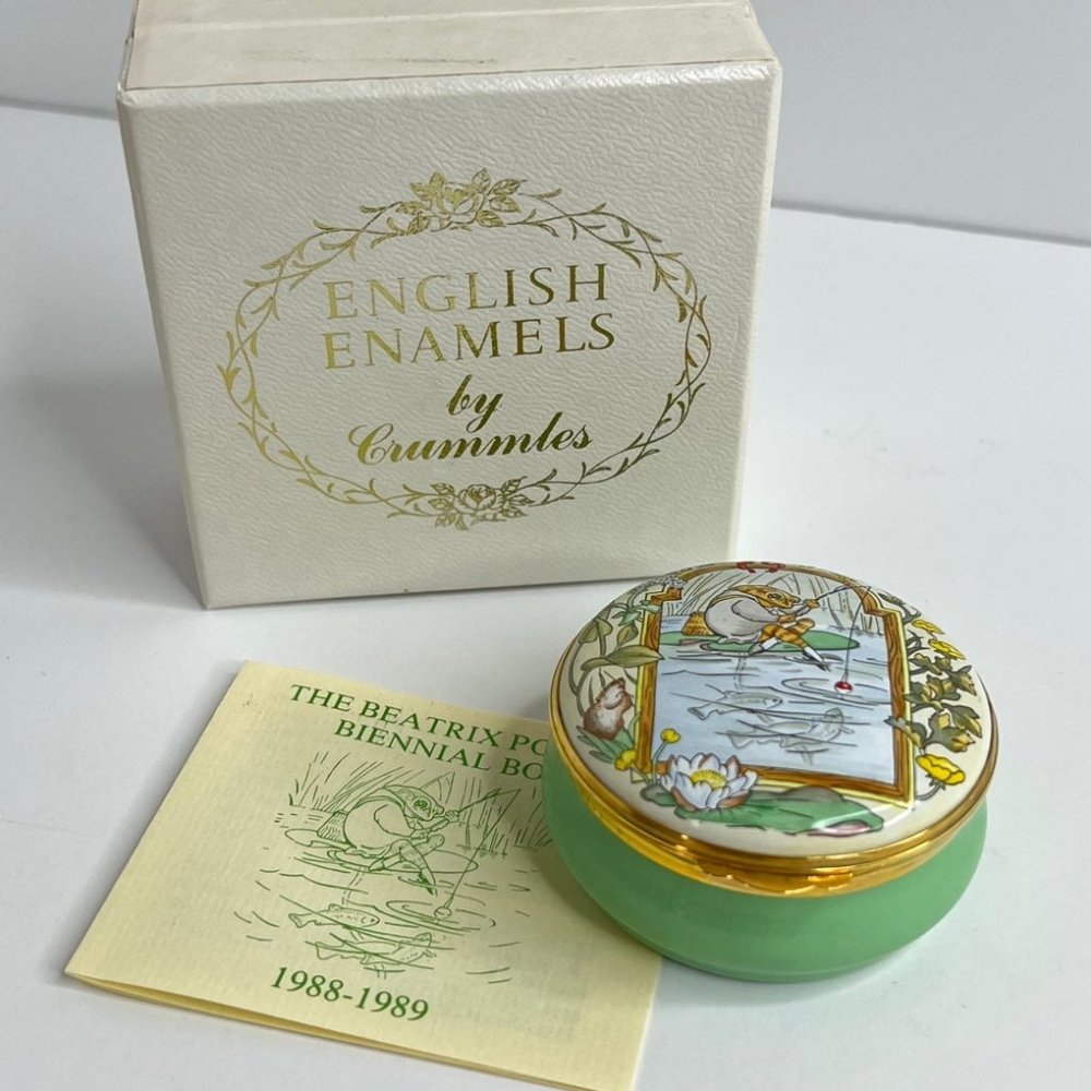 Jeremy Fisher Beatrix Potter Box 1988 English Enamels by Crummles Trinket Box